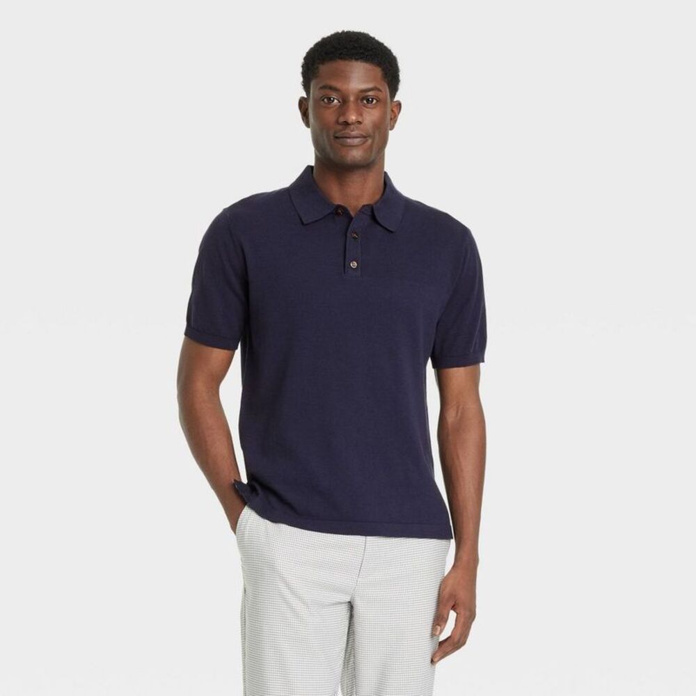 Houston White Adult Short Sleeve Polo Sweater - Navy Blue S